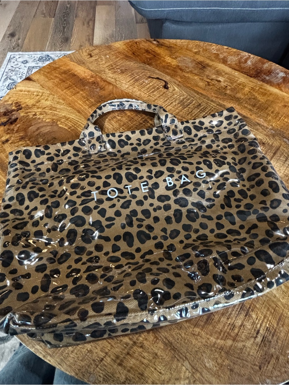 Leopard Print Tote Bag - Brown/Black